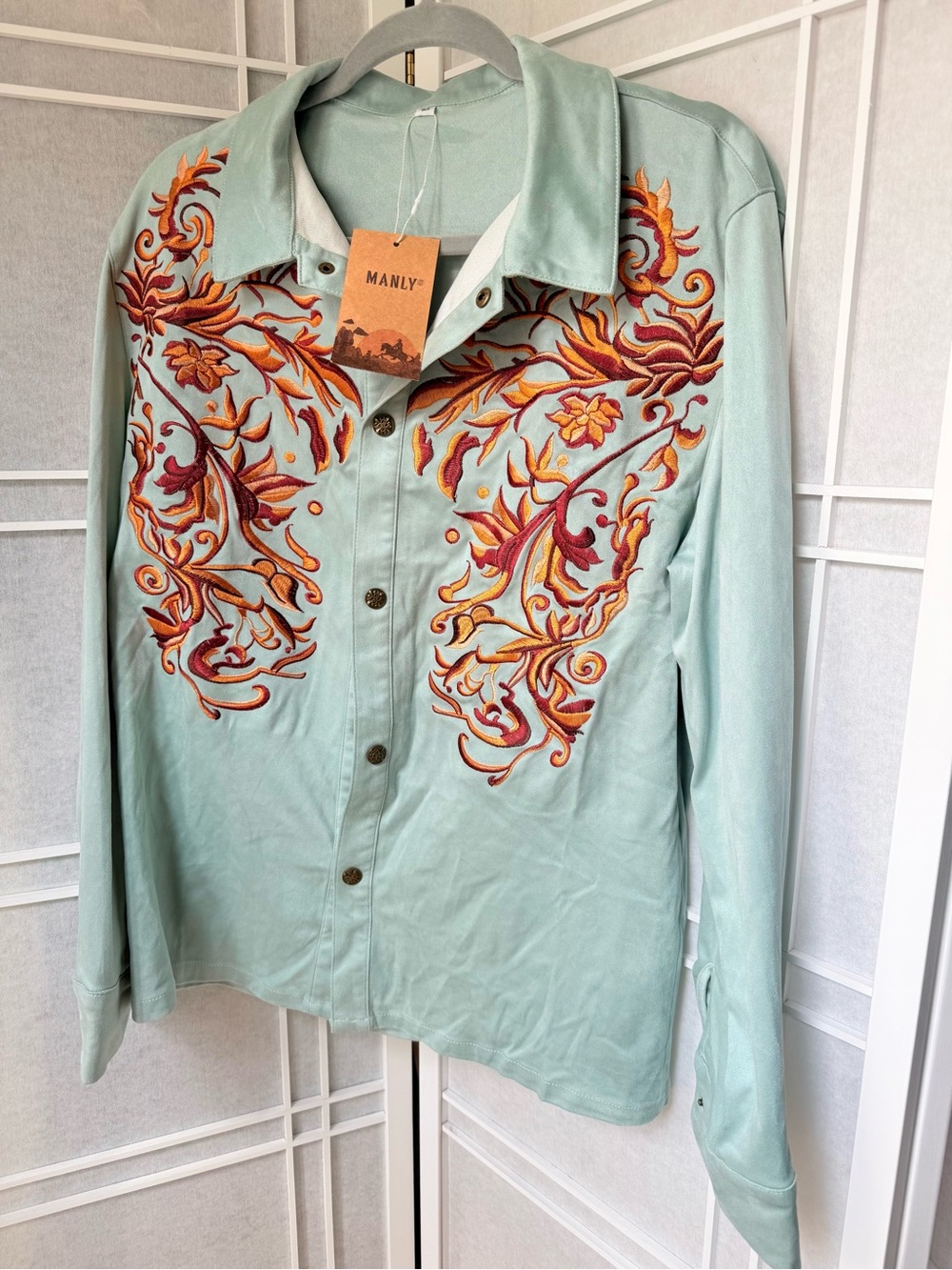 Mint Green Embroidered Western blazer
